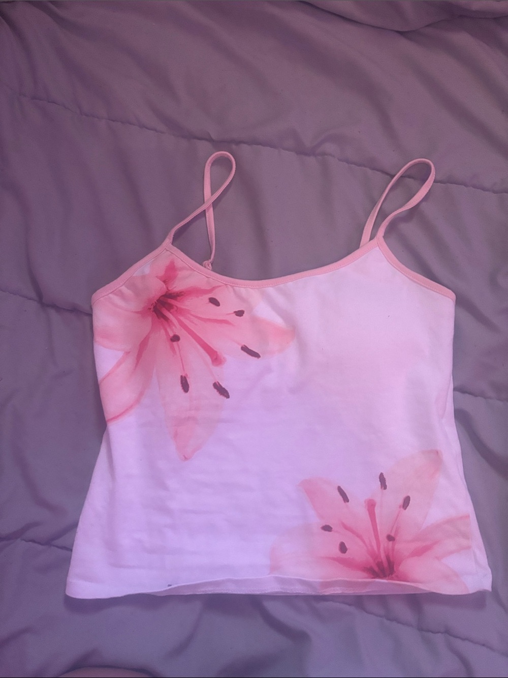 Pink Floral Spaghetti-Strap Cami Top
